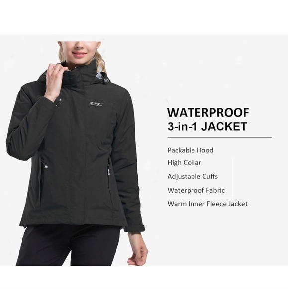 3-In- 1 Weatherproof Winter Coat. Black. Size Large. New With Tags - Picture 12 of 15